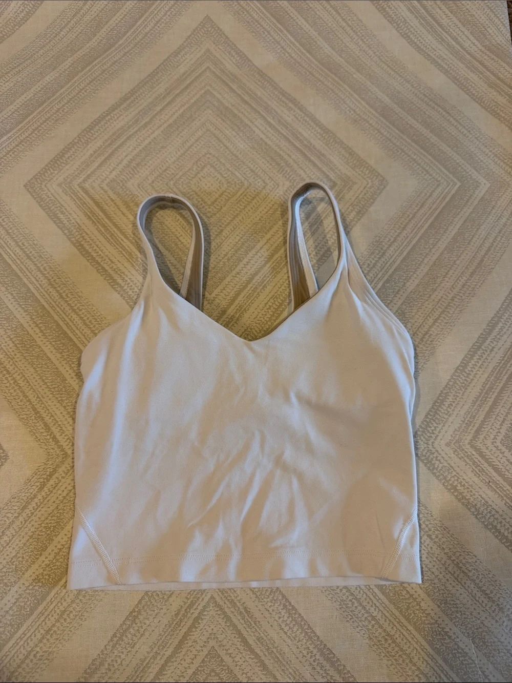 Lululemon Align Tank White Built-In Shelf Bra Padded Cropped Size 0